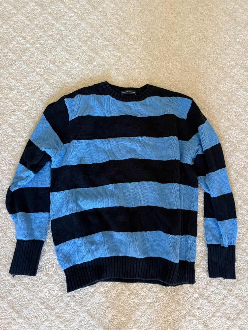 Brandy Melville Blue & Black Striped Crewneck Sweater